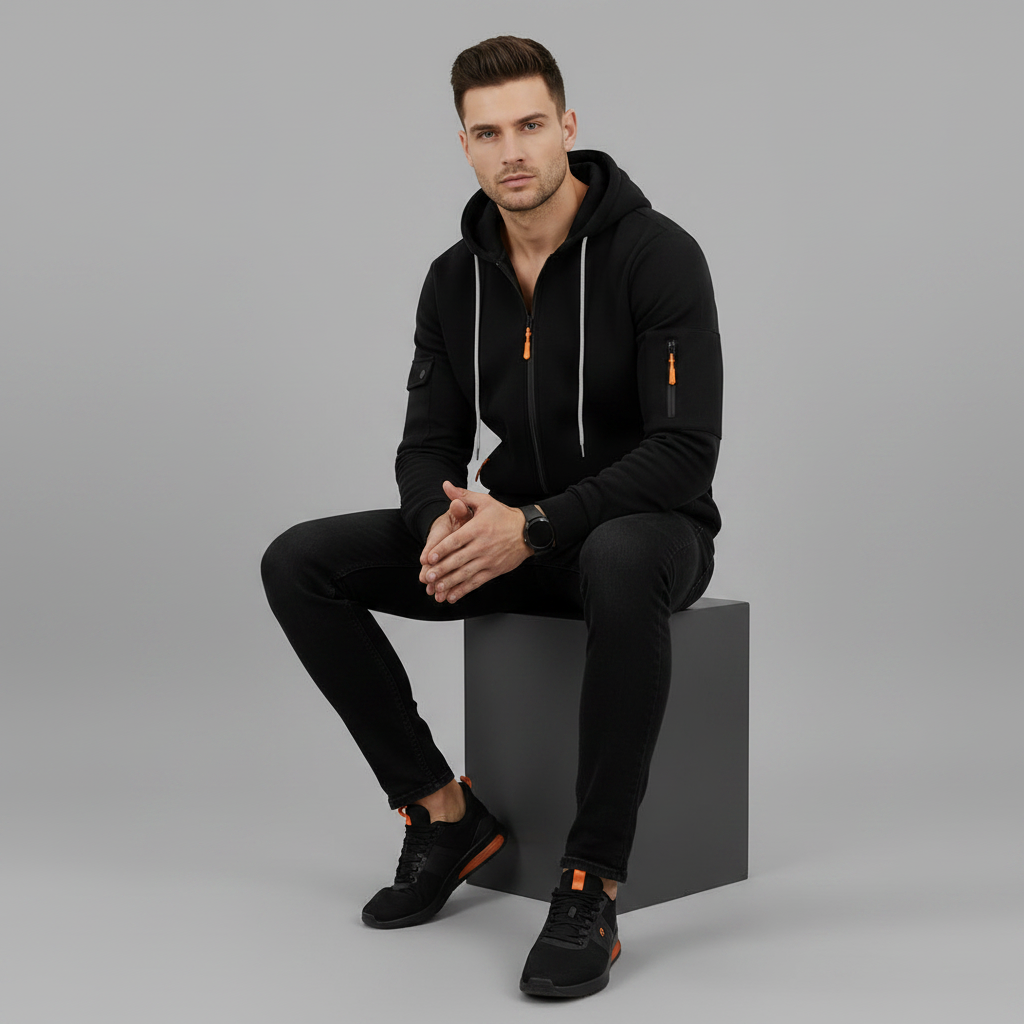 Men's Utility Zip-Up Hoodie | Casual Sweatshirt for Men