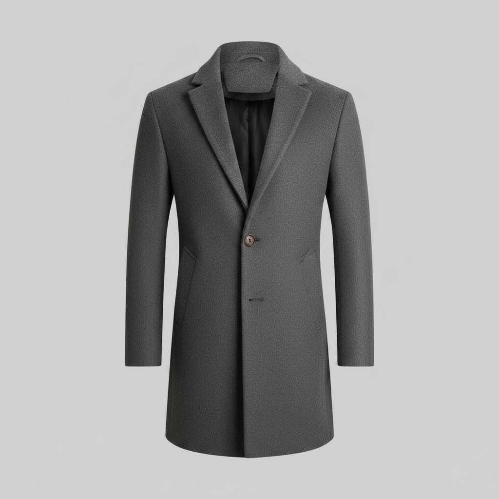 Men's Long Coat | Notched Lapel Two-Button Overcoat