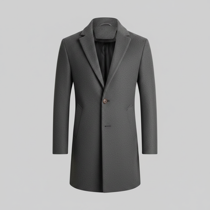 Men's Long Coat | Notched Lapel Two-Button Overcoat