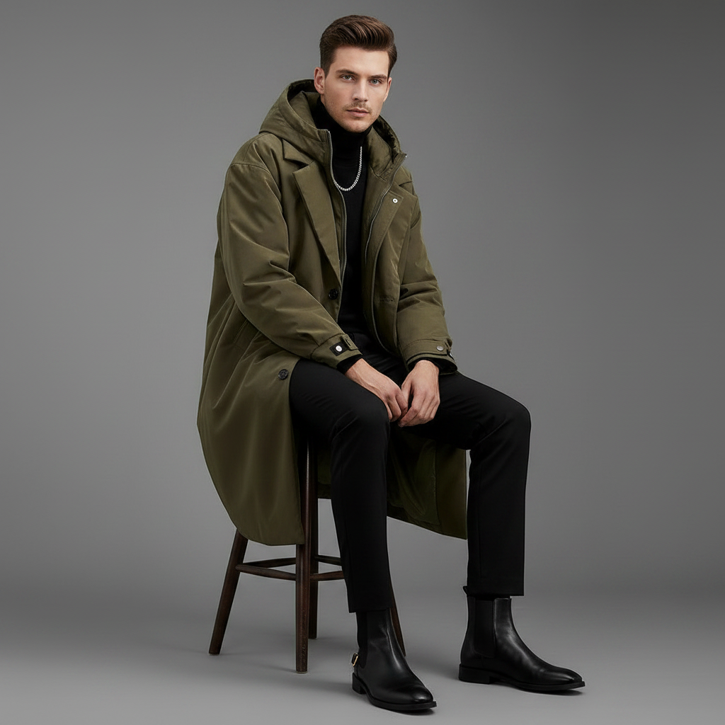 Men's Long Waterproof Puffer Coat | Stylish Winter Outerwear