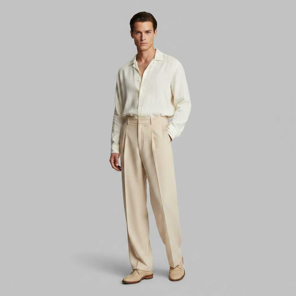 Men's Pleated Trousers | Straight Fit Formal Pants
