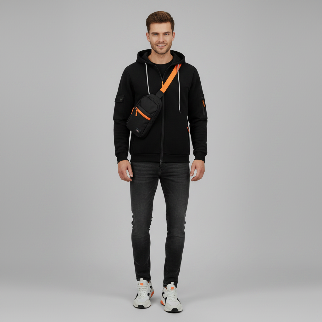 Men's Utility Zip-Up Hoodie | Casual Sweatshirt for Men