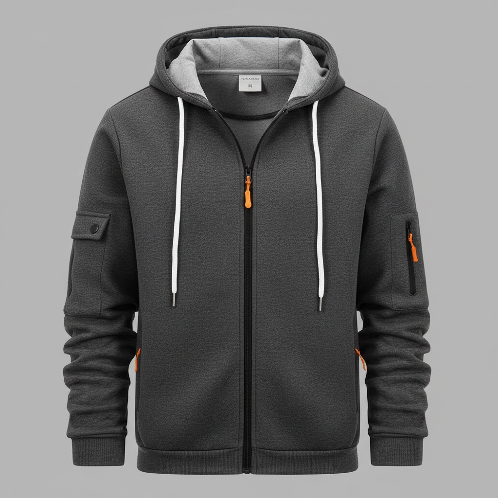 Men's Utility Zip-Up Hoodie | Casual Sweatshirt for Men