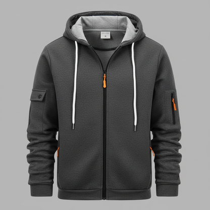 Men's Utility Zip-Up Hoodie | Casual Sweatshirt for Men