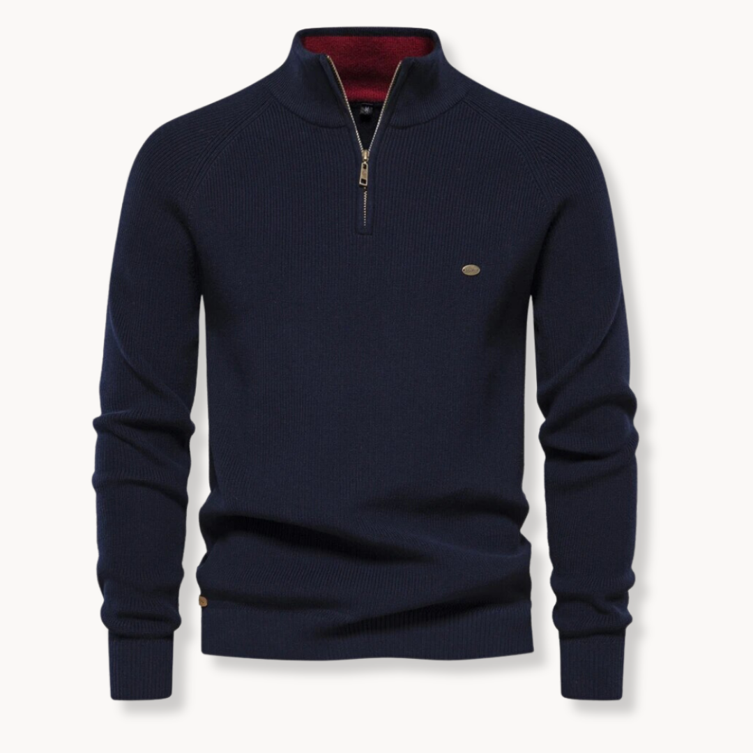 Men's Half Zip Sweater | Slim Fit Knitted Jumper 0